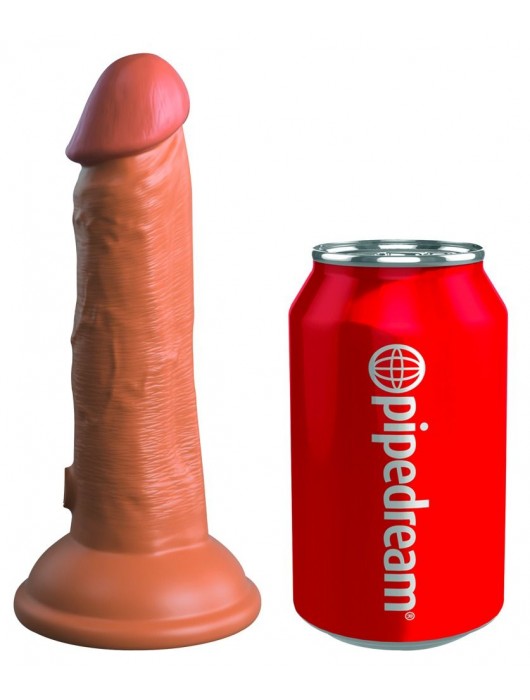 Фаллоимитатор цвета карамели 6  Vibrating Silicone Dual Density Cock - 17,8 см. - Pipedream