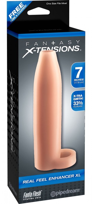 Телесная насадка Real Feel Enhancer XL - 17 см. - Pipedream - в Находке купить с доставкой