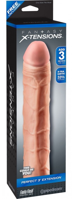 Телесная удлиняющая насадка Perfect 3 Extension - 22 см. - Pipedream - в Находке купить с доставкой