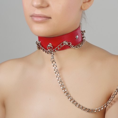 Красный ошейник из натуральной кожи - Sitabella - купить с доставкой в Находке