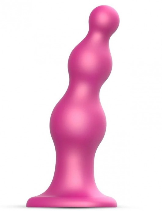 Розовая насадка Strap-On-Me Dildo Plug Beads size S - Strap-on-me - купить с доставкой в Находке