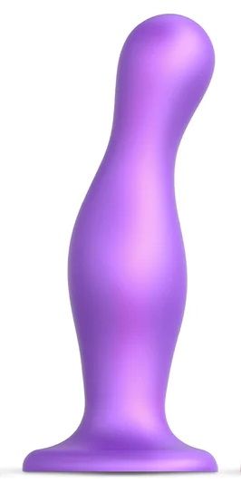 Фиолетовая насадка Strap-On-Me Dildo Plug Curvy size L - Strap-on-me - купить с доставкой в Находке