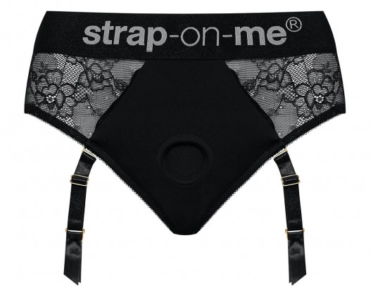Черные трусики для насадок Diva Lingerie Harness - size S - Strap-on-me - купить с доставкой в Находке