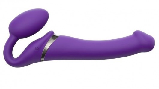 Фиолетовый безремневой вибрострапон Vibrating Bendable Strap-On - size L - Strap-on-me - купить с доставкой в Находке