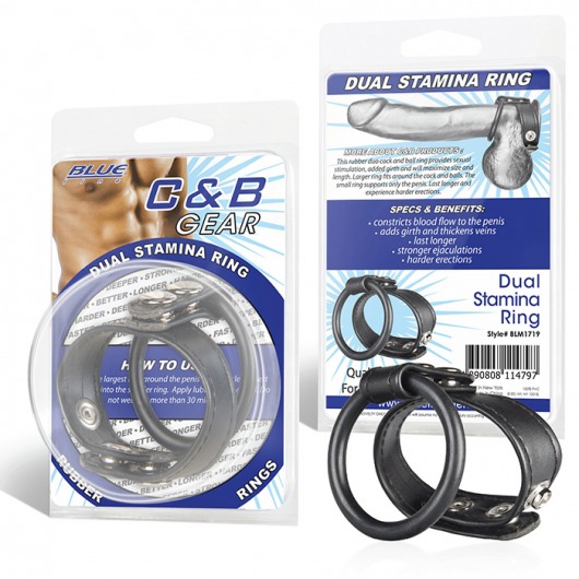 Двойное кольцо выносливости на пенис DUAL STAMINA RING - BlueLine - в Находке купить с доставкой