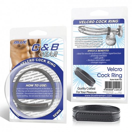 Кольцо на пенис из искусственной кожи на липучке VELCRO COCK RING - 5 см. - BlueLine - в Находке купить с доставкой
