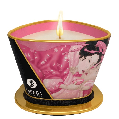 Массажная свеча Rose Petals с ароматом розы - 170 мл. - Shunga - купить с доставкой в Находке