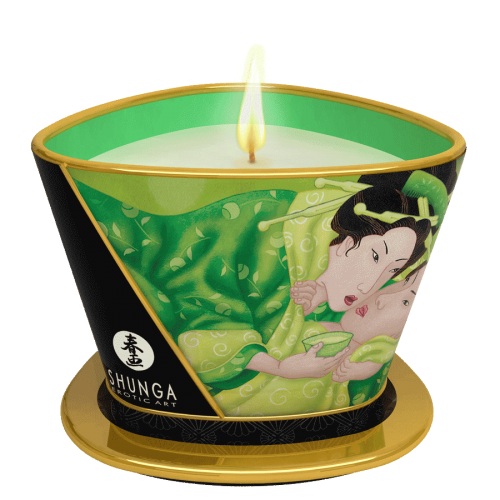Массажная свеча Exotic Green Tea с ароматом зелёного чая - 170 мл. - Shunga - купить с доставкой в Находке
