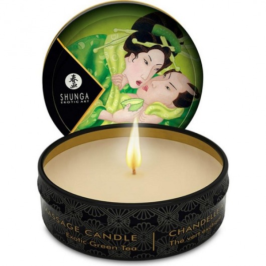 Массажная свеча Exotic Green Tea с ароматом зелёного чая - 30 мл. - Shunga - купить с доставкой в Находке