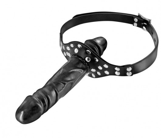 Черный кляп-фаллоимитатор Double Penis Gag - Fetish Tentation - купить с доставкой в Находке