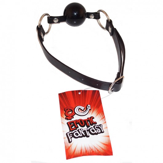 Силиконовый черный кляп-шарик на ремне Black Ballgag - Erotic Fantasy - купить с доставкой в Находке