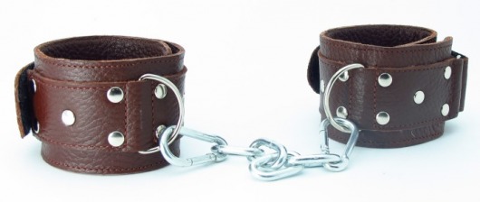 Коричневые кожаные оковы с клепками - БДСМ Арсенал - купить с доставкой в Находке