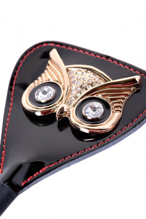 Чёрный стек с совой на кожаном наконечнике - 24 см. - ToyFa - купить с доставкой в Находке