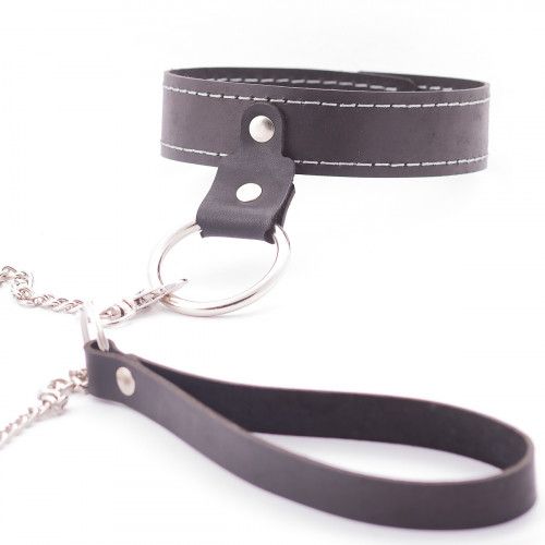 Узкий однослойный ошейник с поводком - Crazy Handmade - купить с доставкой в Находке