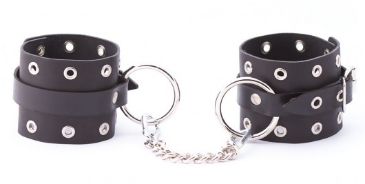 Черные кожаные оковы с люверсами - Crazy Handmade - купить с доставкой в Находке