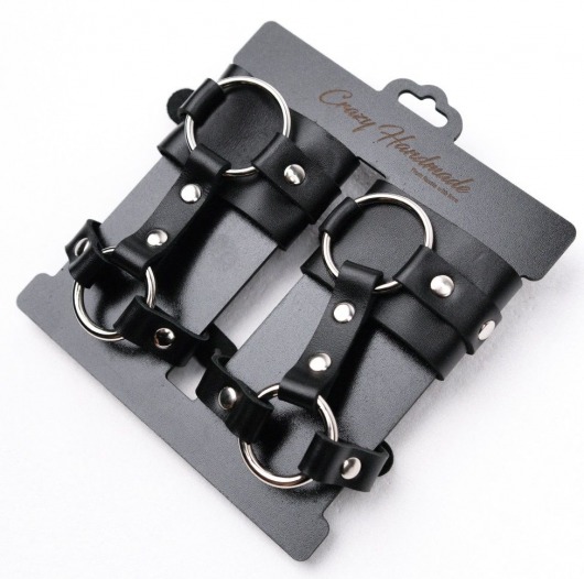 Черные наручники с креплением на кисть руки - Crazy Handmade - купить с доставкой в Находке
