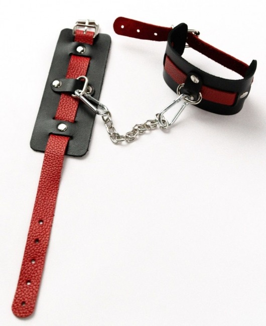 Черные оковы с красным декором и заклепками - Crazy Handmade - купить с доставкой в Находке