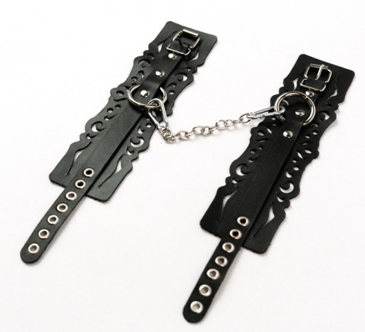 Узорчатые кожаные оковы с регулируемыми ремешками - Crazy Handmade - купить с доставкой в Находке