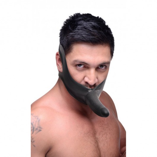 Черный кляп-страпон Masters Mini Face Fuck Strap-On - 14 см. - XR Brands - купить с доставкой в Находке