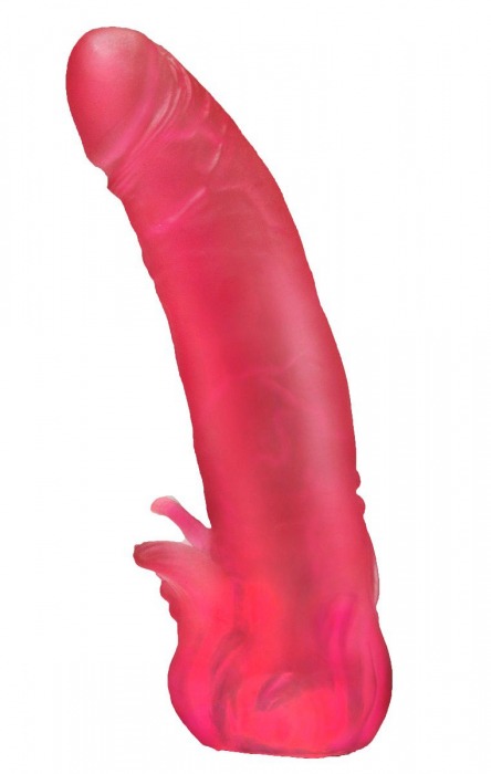 Розовая насадка для страпона с клиторальными лепестками - 18,5 см. - LOVETOY (А-Полимер) - купить с доставкой в Находке