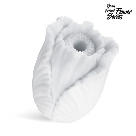 Белый нереалистичный мастурбатор в форме бутона цветка Tulips - 1137 - в Находке купить с доставкой