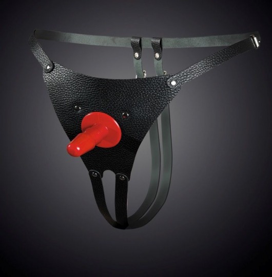 Чёрные кожаные универсальные трусики со штырьком для насадок - Sitabella - купить с доставкой в Находке