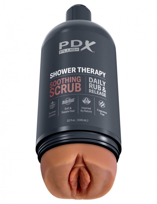 Мастурбатор-вагина цвета карамели Shower Therapy Soothing Scrub - Pipedream - в Находке купить с доставкой