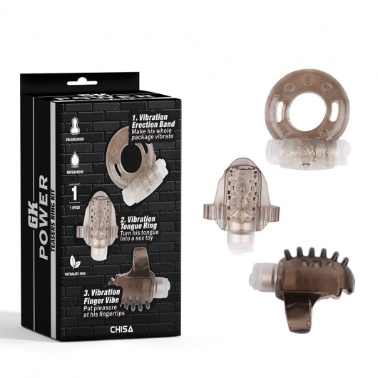 Набор из 3 дымчатых эрекционных колец с вибрацией Teasers Ring Kit - Chisa - в Находке купить с доставкой