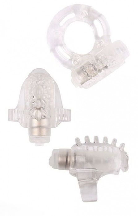 Набор из 3 прозрачных эрекционных колец с вибрацией Teasers Ring Kit - Chisa - в Находке купить с доставкой