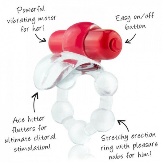 Виброкольцо с язычком и красным виброэлементом Overtime - Screaming O - в Находке купить с доставкой