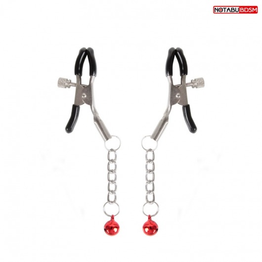 Серебристые зажимы на соски с шариками на цепочках - Notabu - купить с доставкой в Находке