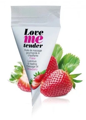 Съедобное согревающее массажное масло Love Me Tender Strawberry с ароматом клубники - 10 мл. - Love to Love - купить с доставкой в Находке