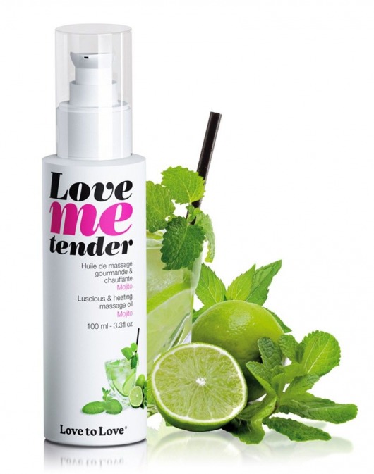 Съедобное согревающее массажное масло Love Me Tender Mojito с ароматом мохито - 100 мл. - Love to Love - купить с доставкой в Находке