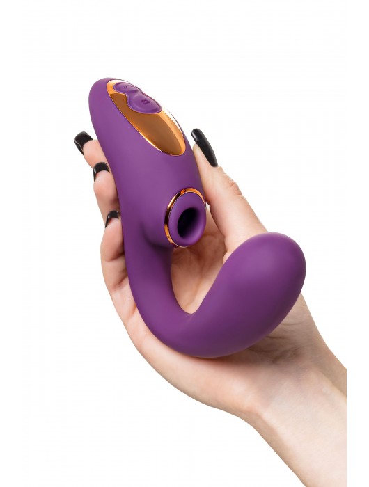 Фиолетовый вибромассажер с клиторальной стимуляцией Megam - ToyFa