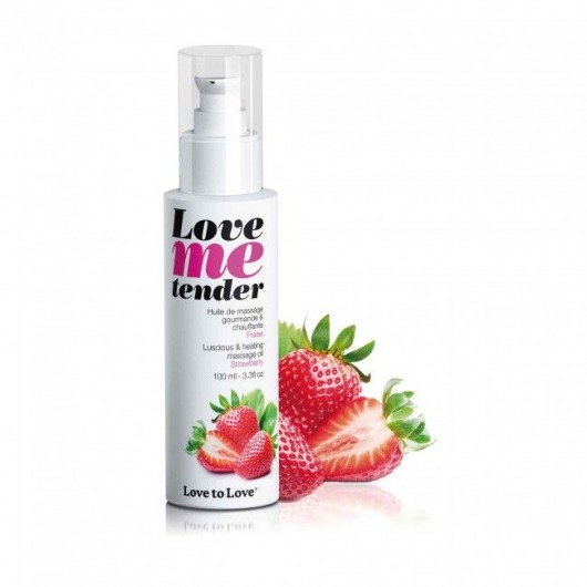Съедобное согревающее массажное масло Love Me Tender Strawberry с ароматом клубники - 100 мл. - Love to Love - купить с доставкой в Находке