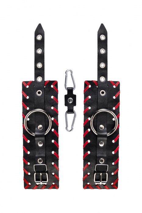 Черно-красные наручники из натуральной кожи - Pecado - купить с доставкой в Находке