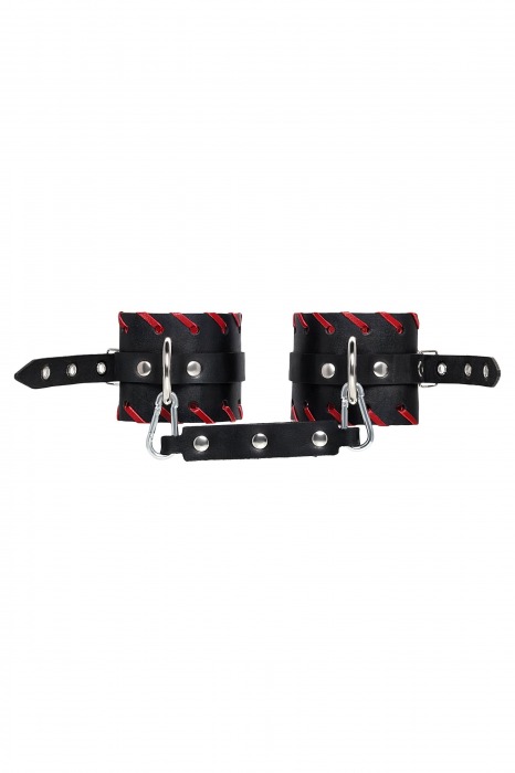 Черно-красные оковы из натуральной кожи - Pecado - купить с доставкой в Находке