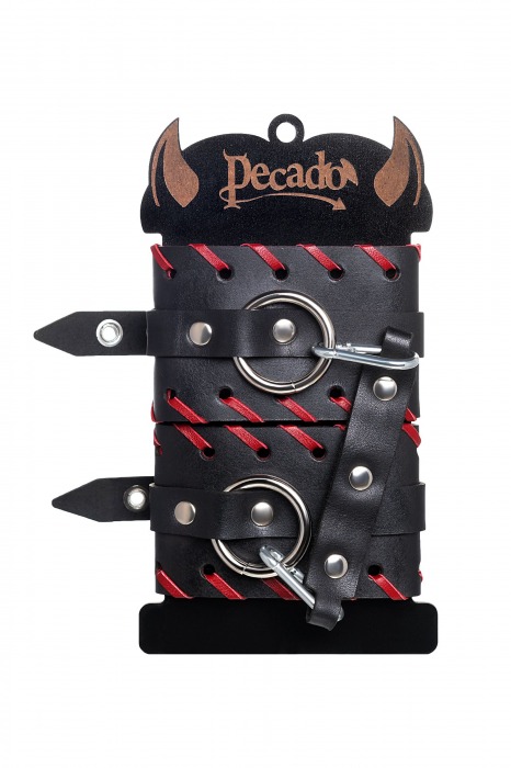 Черно-красные оковы из натуральной кожи - Pecado - купить с доставкой в Находке
