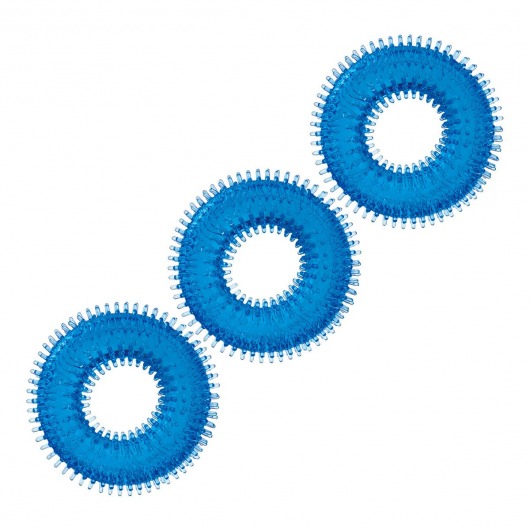 Комплект из трех голубых колец для эрекции 3-Pack Ultra-Stim Stretch Cock Rings - BlueLine - в Находке купить с доставкой