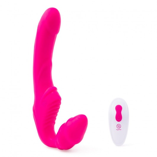 Розовый безремневой страпон на радиоуправлении Strapless Together - 22 см. - Together Toy - купить с доставкой в Находке