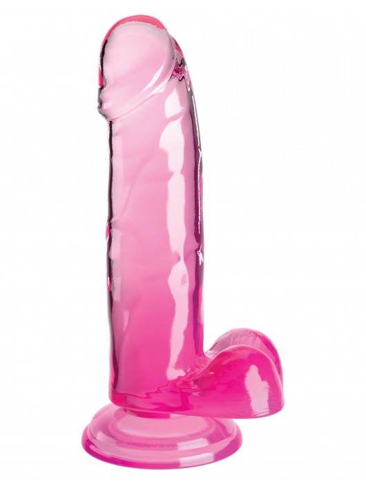 Розовый фаллоимитатор с мошонкой на присоске 7’’ Cock with Balls - 20,3 см. - Pipedream