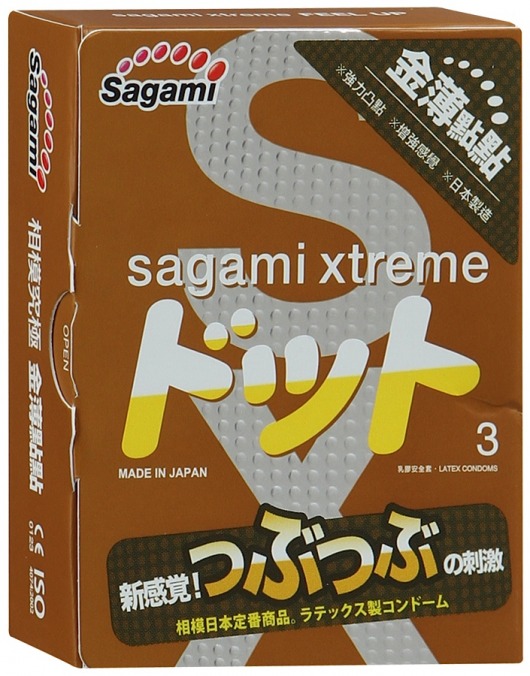Презервативы Sagami Xtreme FEEL UP с точечной текстурой и линиями прилегания - 3 шт. - Sagami - купить с доставкой в Находке