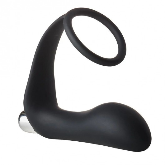 Черное эрекционное кольцо с вибропробкой Vibrating Anal Plug With Cockring - Dream Toys - в Находке купить с доставкой