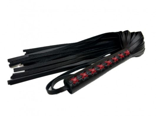 Кожаная плеть Sex Game с красным плетением на рукояти - 57 см. - БДСМ Арсенал - купить с доставкой в Находке