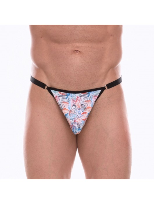 Мужские трусы-тонги с принтом в виде почтовых штемпелей - Don Moris купить с доставкой