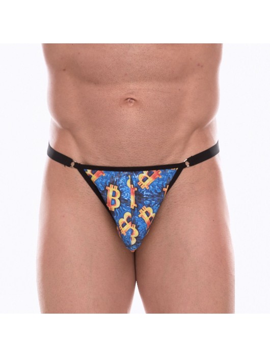 Синие мужские трусы-тонги с разноцветным принтом - Don Moris купить с доставкой