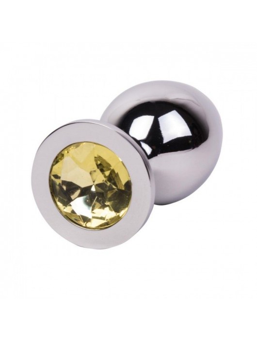 Большой стальной плаг с желтым кристаллом Sweet Lemon - 9,5 см. - Erotic Fantasy - купить с доставкой в Находке