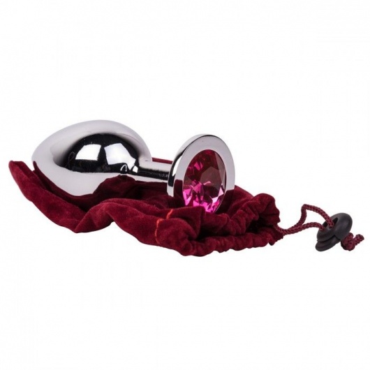 Большой стальной плаг с розовым кристаллом Pink Bubble Gum - 9,5 см. - Erotic Fantasy - купить с доставкой в Находке