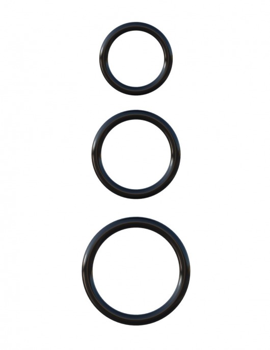 Набор из трех черных эрекционных колец Silicone 3-Ring Stamina Set - Pipedream - в Находке купить с доставкой