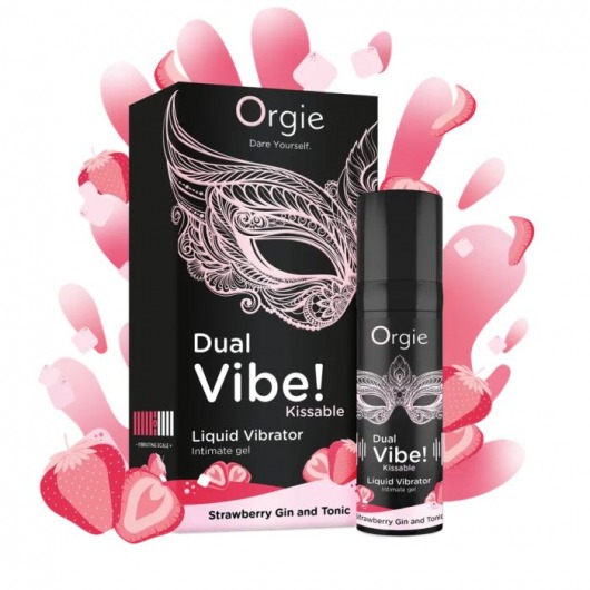 Съедобный жидкий вибратор Dual Vibe! со вкусом клубничного джина с тоником - 15 мл. - ORGIE - купить с доставкой в Находке